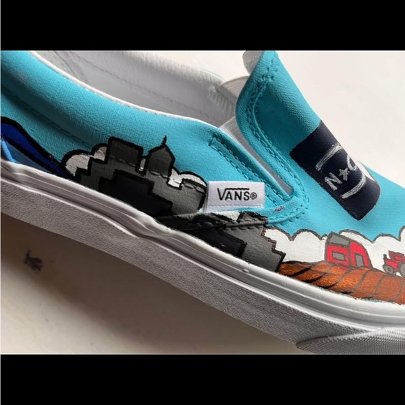 Vans Custom Hand Painted Slip-On Sneakers-Men 9/women 10.5 - Picture 9 of 10